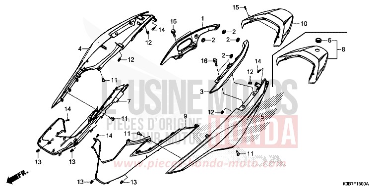 GEHAEUSEABDECKUNG/HINTERER GRIFF von Forza 300 CRESCENT BLUE METALLIC (PB412) von 2019